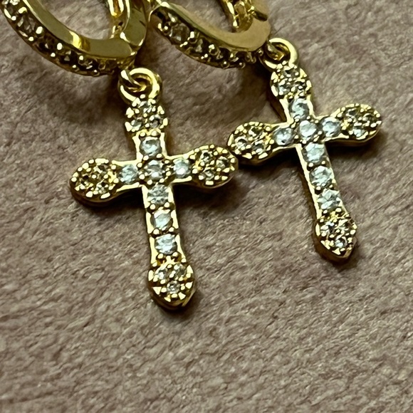 Brandy Melville Jewelry Brandy Melville Gold Cross Huggie Hoops